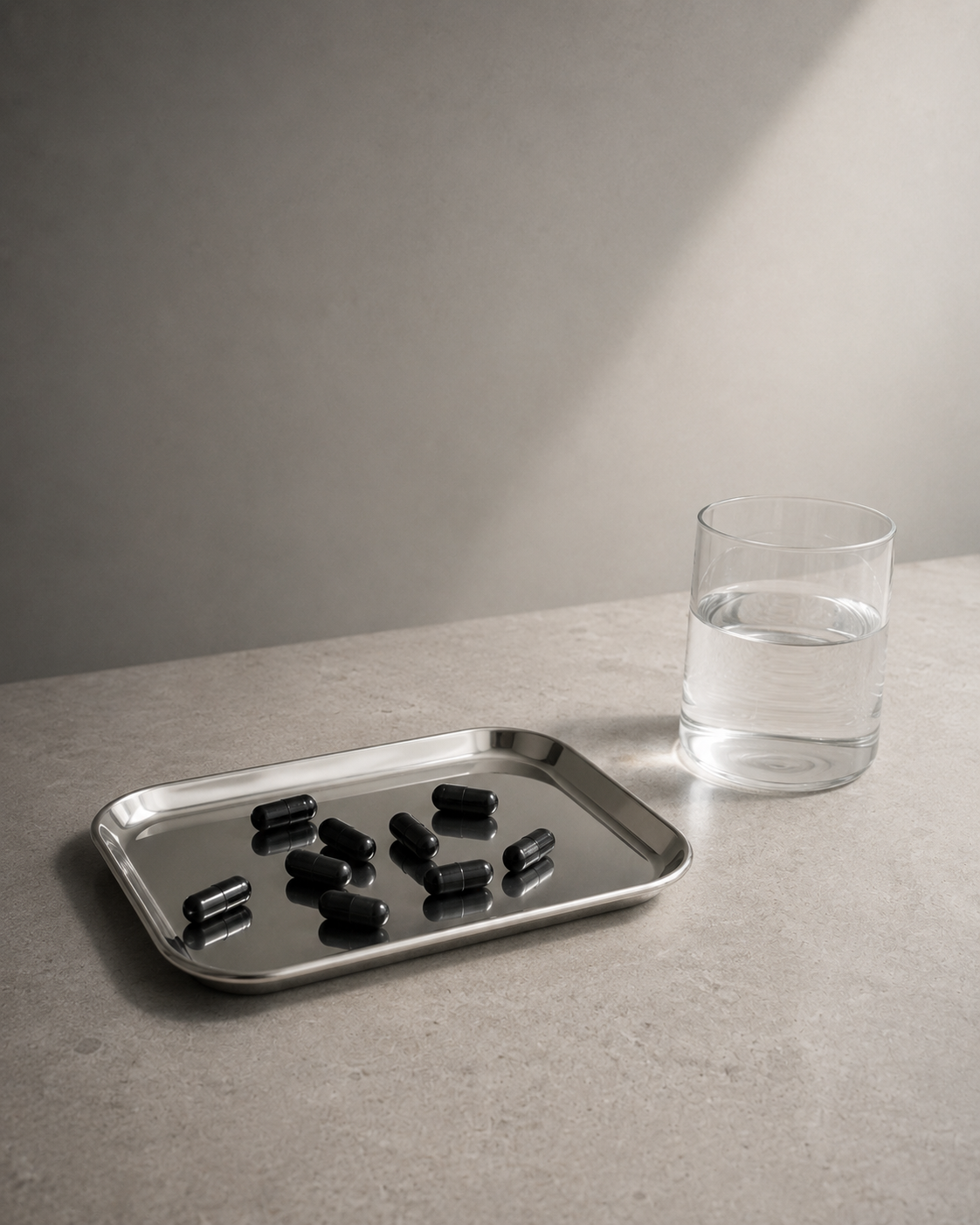 Capsules on tray