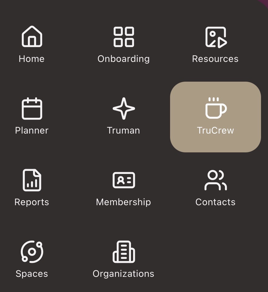TruCrew in the app menu